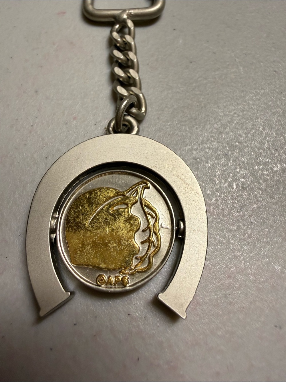 Gold and Silver Horseshoe Pendant Keychain - Women Jewelry